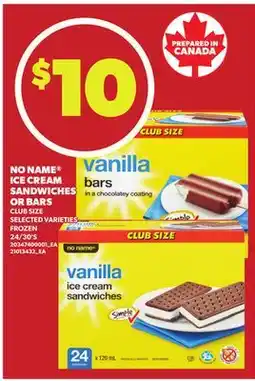 Loblaws NO NAME ICE CREAM SANDWICHES OR BARS, 27/30's offer