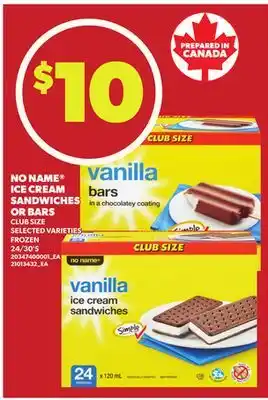 Loblaws NO NAME ICE CREAM SANDWICHES OR BARS, 27/30's offer