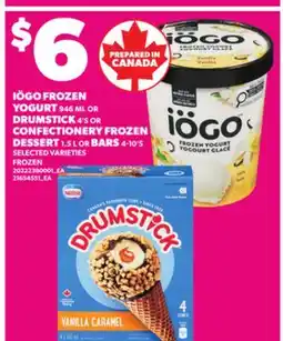 Loblaws IÖGO FROZEN YOGURT, 946 ML OR DRUMSTICK, 4'S OR CONFECTIONERY FROZEN DESSERT, 1.5 L OR BARS, 4-10'S offer