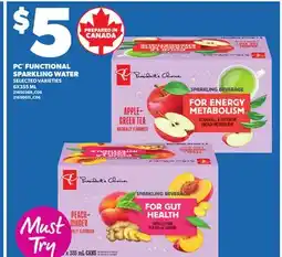 Loblaws PC FUNCTIONAL SPARKLING WATER, 6X355 ML offer