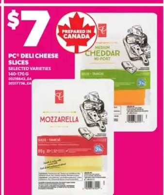 Loblaws PC DELI CHEESE SLICES, 140-170G offer
