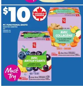 Loblaws PC FUNCTIONAL SHOTS, 4'S offer