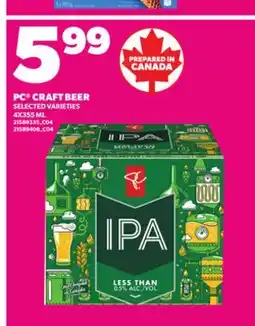 Loblaws PC CRAFT BEER, 4X355 ML offer