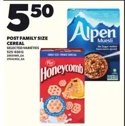 Loblaws POST FAMILY SIZE CEREAL, 525-650G offer