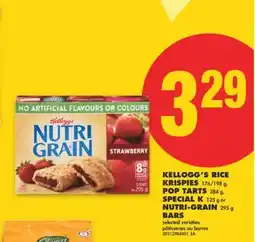 No Frills KELLOGG'S RICE KRISPIES, 176/198 G, POP TARTS, 384 G, SPECIAL K, 125 G OR NUTRI-GRAIN, 295 G BARS offer