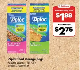 No Frills ZIPLOC FOOD STORAGE BAGS, 30-50 ct offer