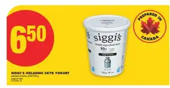 No Frills SIGGI'S ICELANDIC SKYR YOGURT, 650/750 G offer