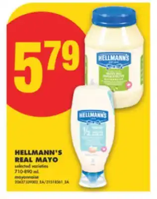 No Frills HELLMANN'S REAL MAYO, 710-890 ML offer