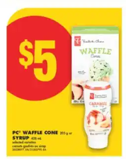No Frills PC WAFFLE CONE, 205 G OR SYRUP, 428 ML offer