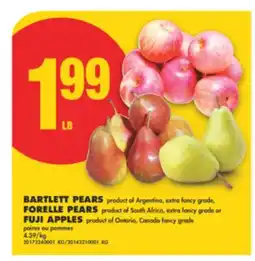 No Frills BARTLETT PEARS, FORELLE PEARS OR FUJI APPLES offer