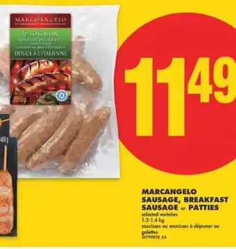 No Frills MARCANGELO SAUSAGE, BREAKFAST SAUSAGE OR PATTIES, 1.2-1.4 KG offer
