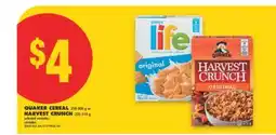 No Frills QUAKER CEREAL, 350-500 G OR HARVEST CRUNCH, 325-510 G offer