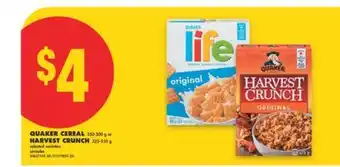 No Frills QUAKER CEREAL, 350-500 G OR HARVEST CRUNCH, 325-510 G offer
