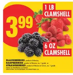 No Frills BLACKBERRIES, RASPBERRIES, 1 LB CLAMSHELL OR STRAWBERRIES, 6 0Z CLAMSHELL offer