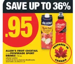 No Frills ALLEN'S FRUIT COCKTAIL, 1 L OR POWERADE SPORT DRINKS, 710 ML offer