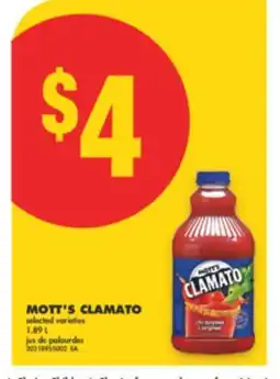 No Frills MOTT'S CLAMATO, 1.89 L offer