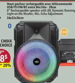 Sushi Shop 8 Rechargeable speaker with JBL Dynamic Running Light on the Woofer, Mic. Echo Adjustment offer