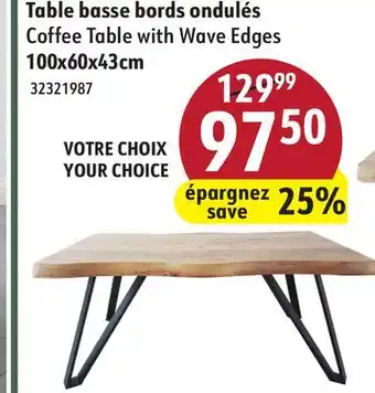 Sushi Shop Coffee Table with Wave Edges offer
