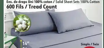 Sushi Shop Solid Sheet Sets 100% Cotton 600 Fils Simple/Twin offer