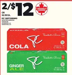 Loblaws PC SOFT DRINKS, 12X355 ML offer