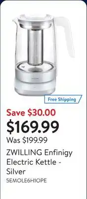 Walmart ZWILLING Enfinigy Electric Kettle - Silver offer
