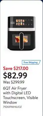 Walmart 6QT Air Fryer with Digital LED Touchscreen, Visible Window offer