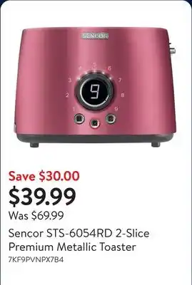 Walmart Sencor STS-6054RD 2-Slice Premium Metallic Toaster offer