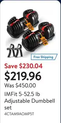 Walmart IMFit 5-52.5 lb Adjustable Dumbbell set offer