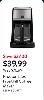 Walmart Proctor Silex FrontFill Coffee Maker offer