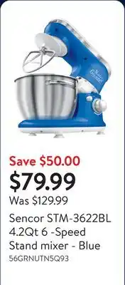 Walmart Sencor STM-3622BL 4.2Qt 6 -Speed Stand mixer - Blue offer
