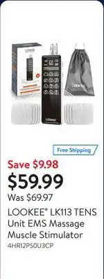 Walmart LOOKEE LK113 TENS Unit EMS Massage Muscle Stimulator offer