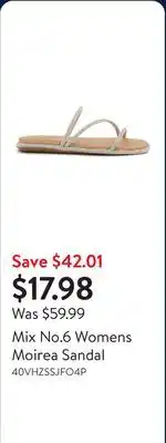 Walmart Mix No.6 Womens Moirea Sandal offer