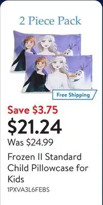 Walmart Frozen II Standard Child Pillowcase for Kids offer