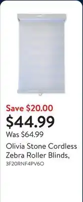 Walmart Olivia Stone Cordless Zebra Roller Blinds offer