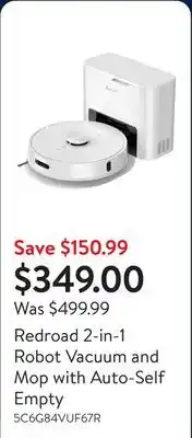 Walmart Redroad 2-in-1 Robot Vacuum and Mop with Auto-Self Empty offer