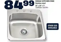RONA SINGLE KITCHEN SINK 20 x 20 x 7 offer