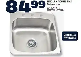 RONA SINGLE KITCHEN SINK 20 x 20 x 7 offer