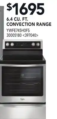 RONA 6.4 CU. FT. CONVECTION RANGE offer