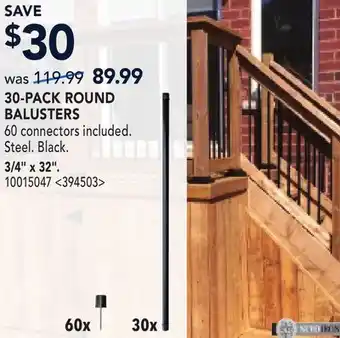 RONA 3/4 x 32 30-PACK ROUND BALUSTERS offer