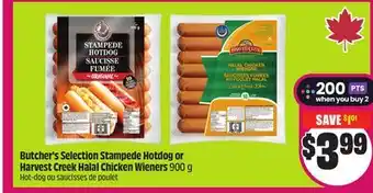 Chalo FreshCo Butcher's Selection Stampede Hotdog or Harvest Creek Halal Chicken Wieners 900 g offer