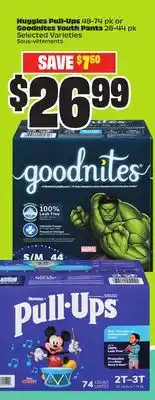 Chalo FreshCo Huggies Pull-Ups 48-74 pk or Goodnites Youth Pants 28-44 pk Varieties offer