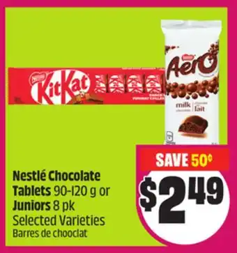 Chalo FreshCo Nestlé Chocolate Tablets 90-120 g or Juniors 8 pk Selected Varieties offer