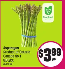Chalo FreshCo Asparagus Product of Ontario Canada No. 1 8.80/kg offer