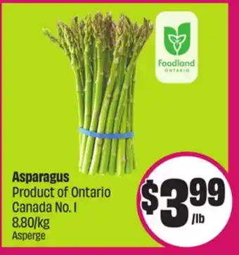 Chalo FreshCo Asparagus Product of Ontario Canada No. 1 8.80/kg offer