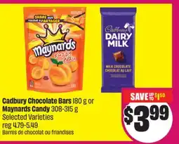 Chalo FreshCo Cadbury Chocolate Bars 180 g or Maynards Candy 308-315 g Selected Varieties offer