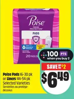 FreshCo Poise Pads 16-30 pk or Liners 44-54 pk Selected Varieties offer