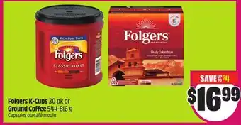 Chalo FreshCo Folgers K-Cups 30 pk or Ground Coffee 544-816 g offer