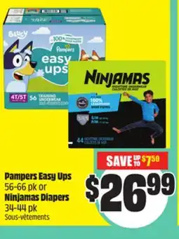 FreshCo Pampers Easy Ups 56-66 pk or Ninjamas Diapers 34-44 pk offer