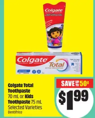 Chalo FreshCo Colgate Total Toothpaste 70 mL or Kids Toothpaste 75 mL Selected Varieties offer