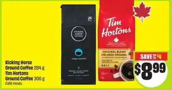 FreshCo Kicking Horse Ground Coffee 284 g Tim Hortons Ground Coffee 300 g offer
